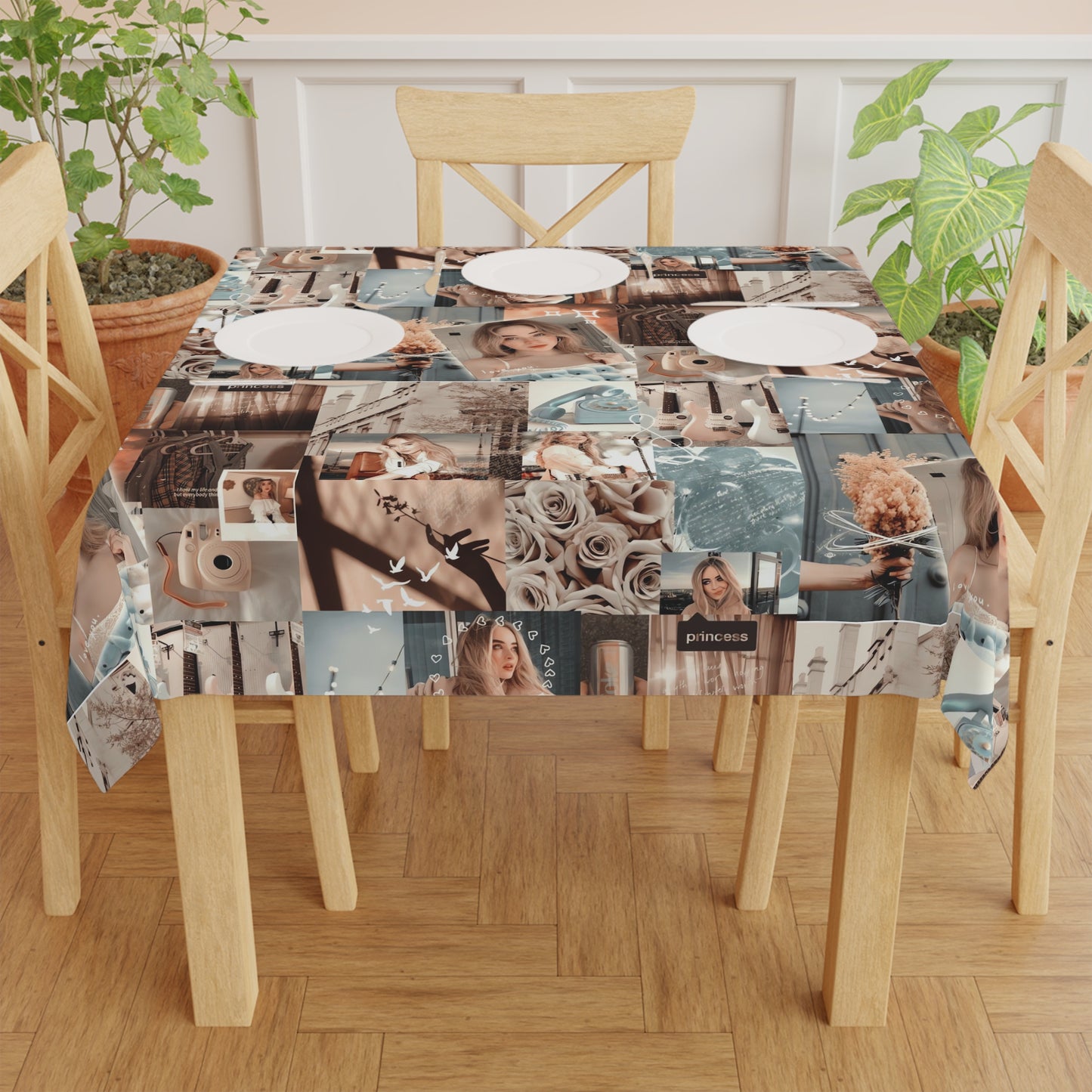 Sabrina Carpenter Peachy Princess Collage Tablecloth