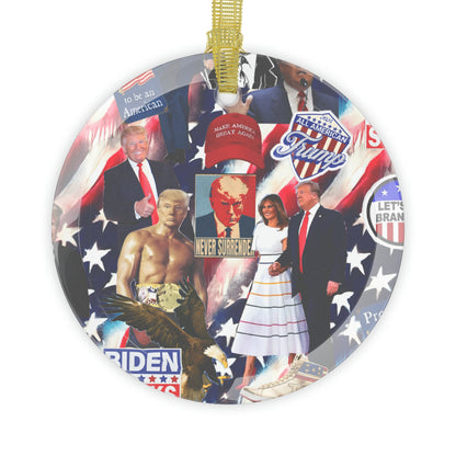 Donald Trump 2024 MAGA Montage Glass Ornaments