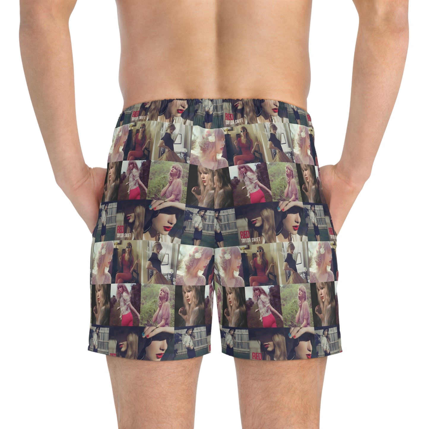 Taylor Swift Red Mosaic Swim Trunks