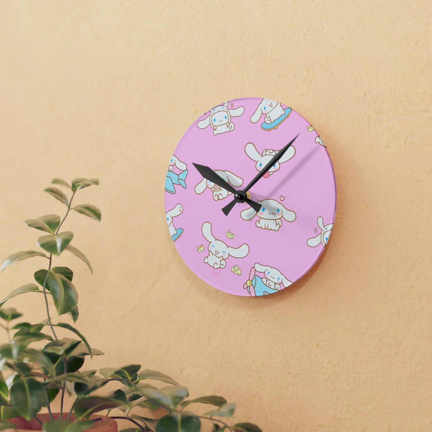 Cinnamoroll Playing Around Pattern Acrylic Wall Clock