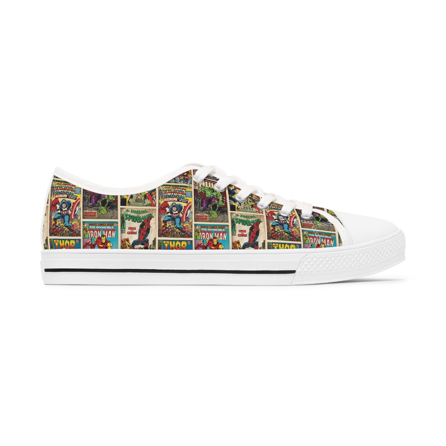 Marvel Comic Book Cover Collage Women's Low Top Sneakers