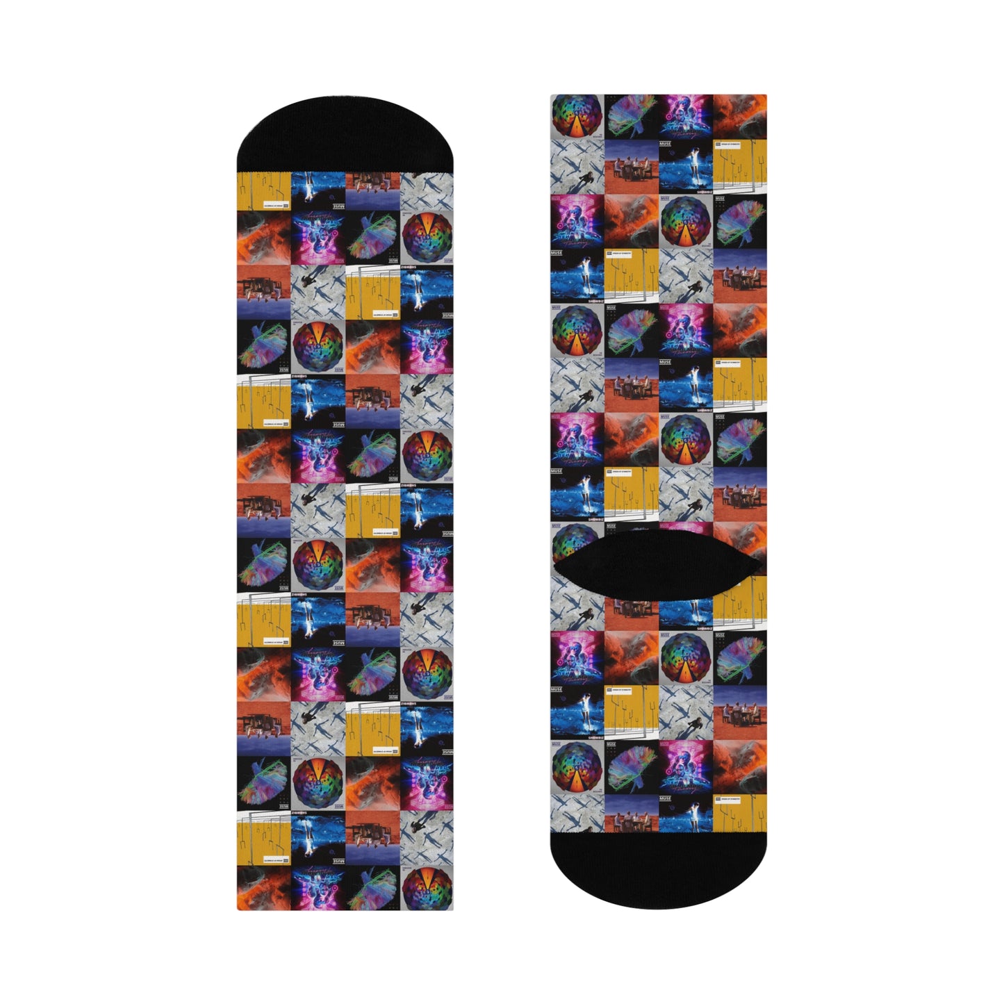 Muse Album Cover Collage Cushioned Crew Socks