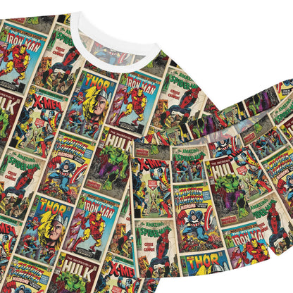 Marvel Comic Book Cover Collage Women's Short Pajama Set