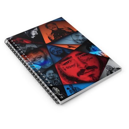 Post Malone Crystal Portaits Collage Ruled Line Spiral Notebook