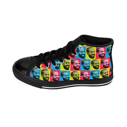 Drake Colored Checker Faces Women's Classic Sneakers