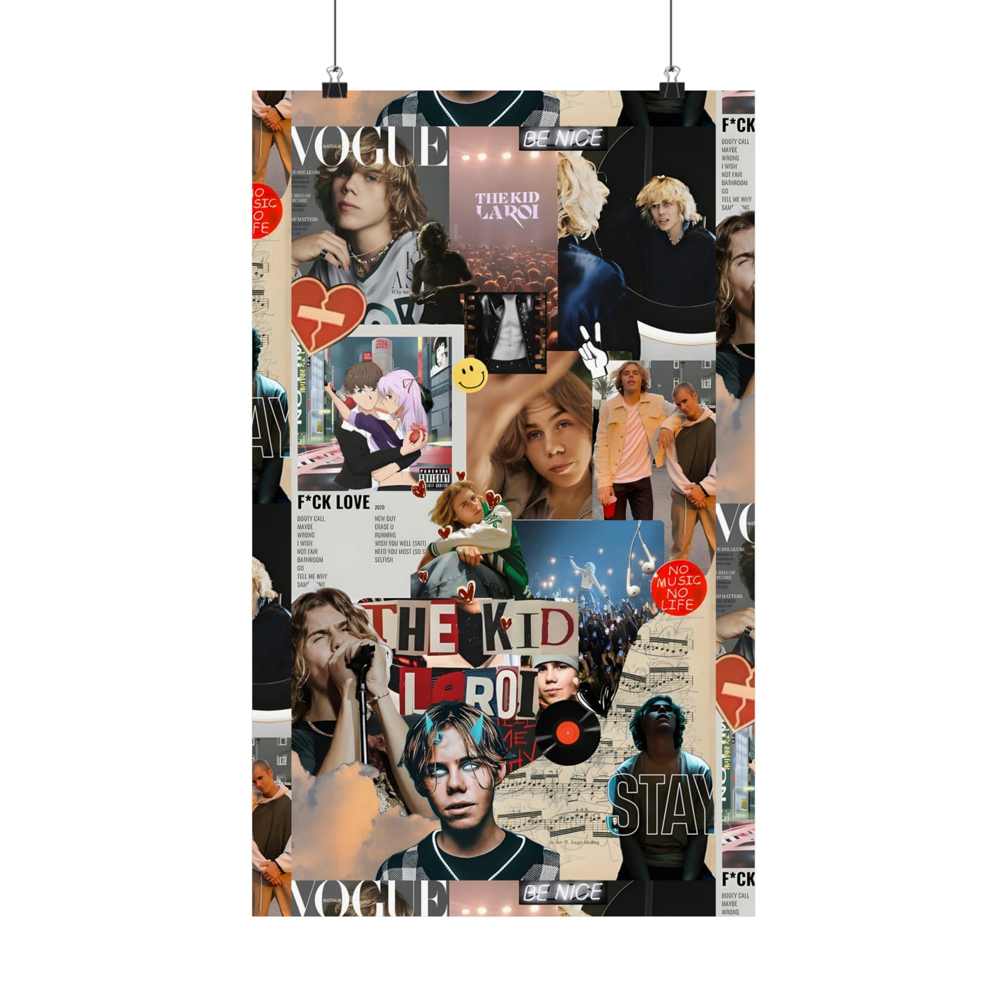 The Kid LAROI No Music No Life Collage Matte Vertical Poster