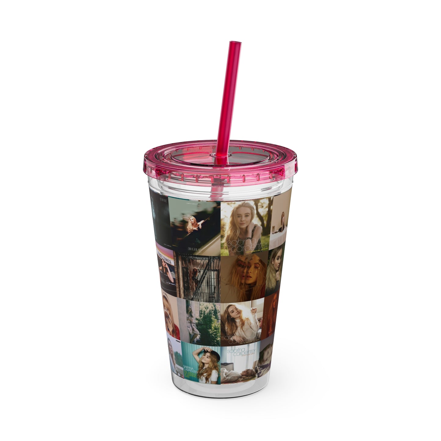 Sabrina Carpenter Album Cover Collage Sunsplash Tumbler with Straw