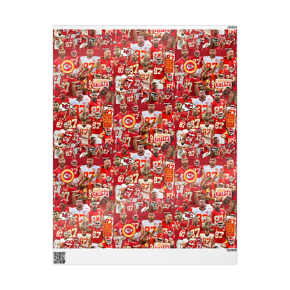 Travis Kelce Chiefs Red Collage Gift Wrapping Paper