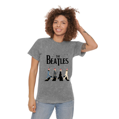 The Beatles Abbey Road Santas Unisex Mineral Wash Vintage Tee Shirt