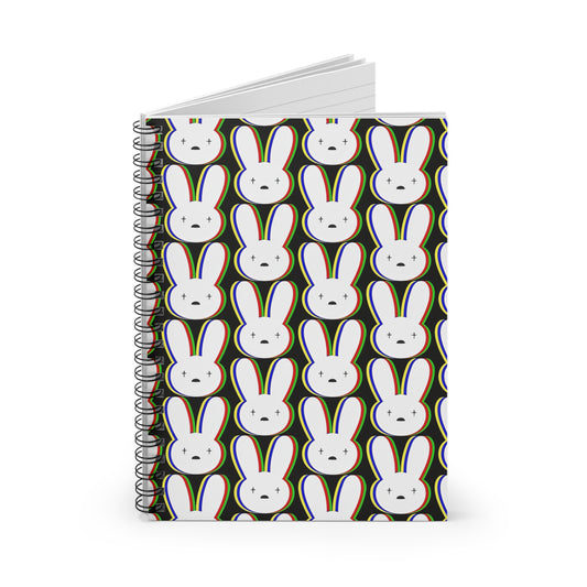 Bad Bunny Logo Pattern Ruled Line Spiral Notebook