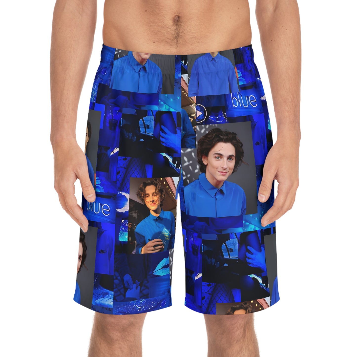 Timothee Chalamet Cool Blue Collage Men's Board Shorts