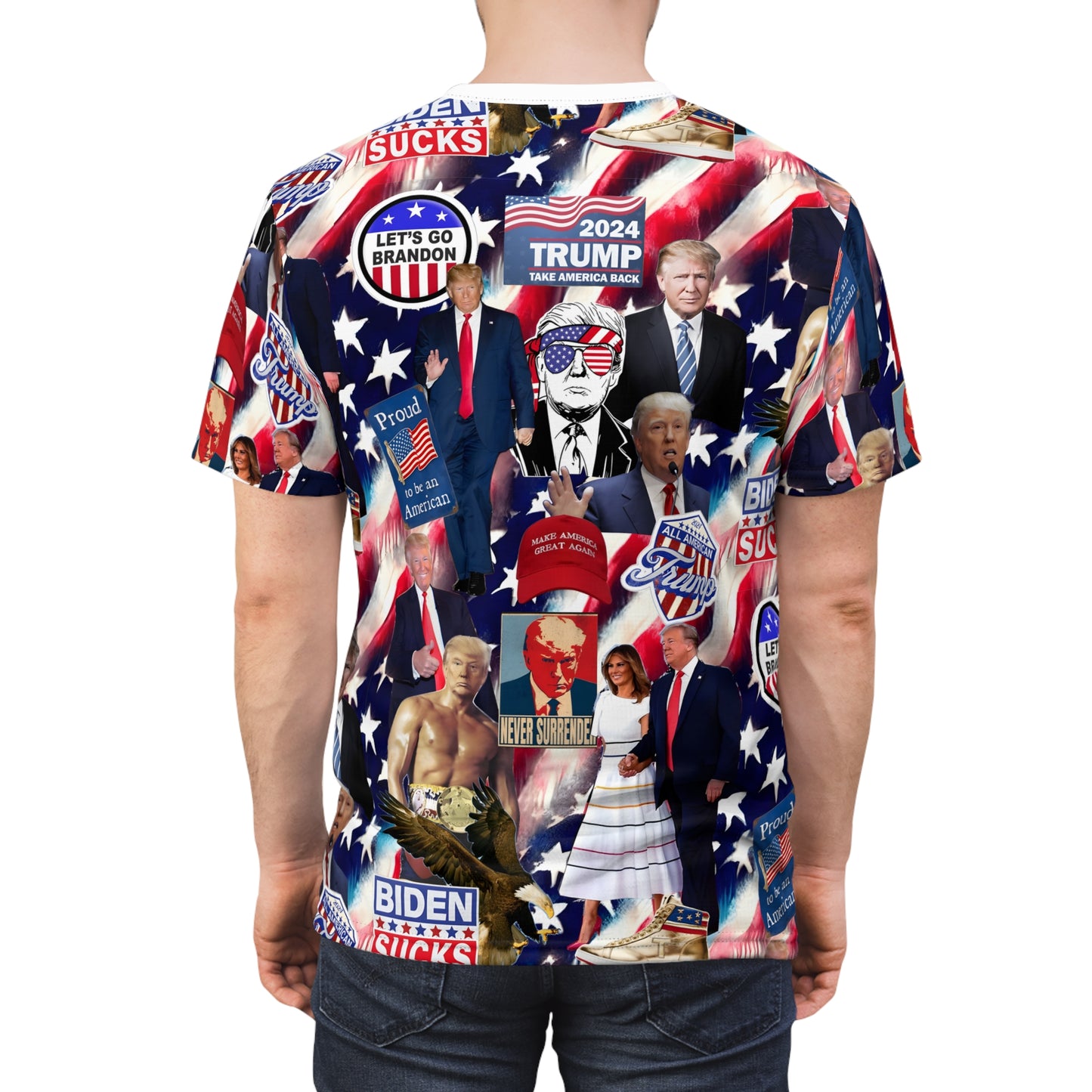 Donald Trump 2024 MAGA Montage Unisex Cut & Sew Tee