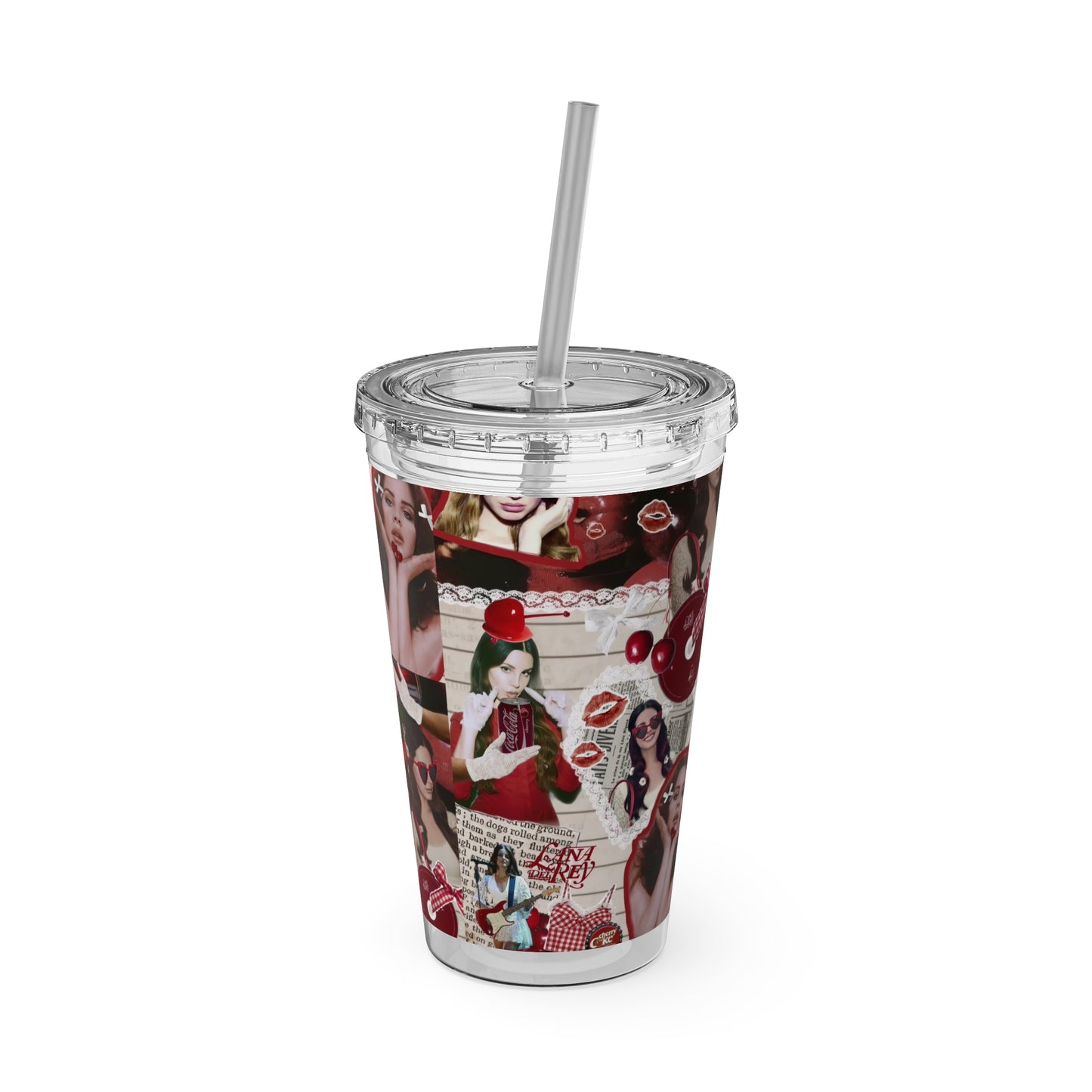 Lana Del Rey Cherry Coke Collage Sunsplash Tumbler with Straw