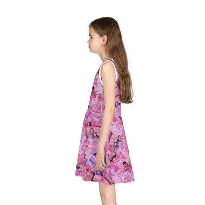 Ariana Grande Purple Vibes Collage Girls' Sleeveless Sundress