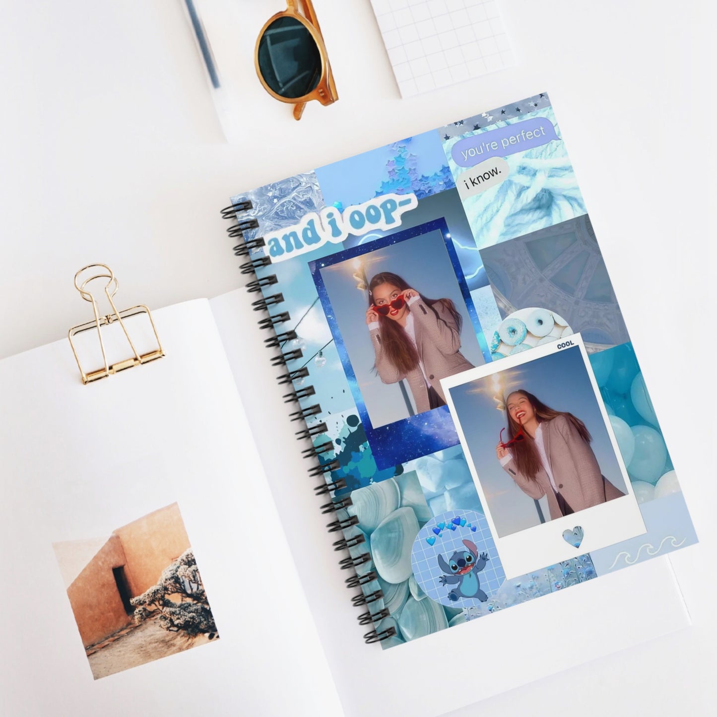 Olivia Rodrigo Light Blue Aesthetic Collage Ruled Line Spiral Notebook