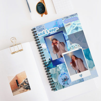 Olivia Rodrigo Light Blue Aesthetic Collage Ruled Line Spiral Notebook