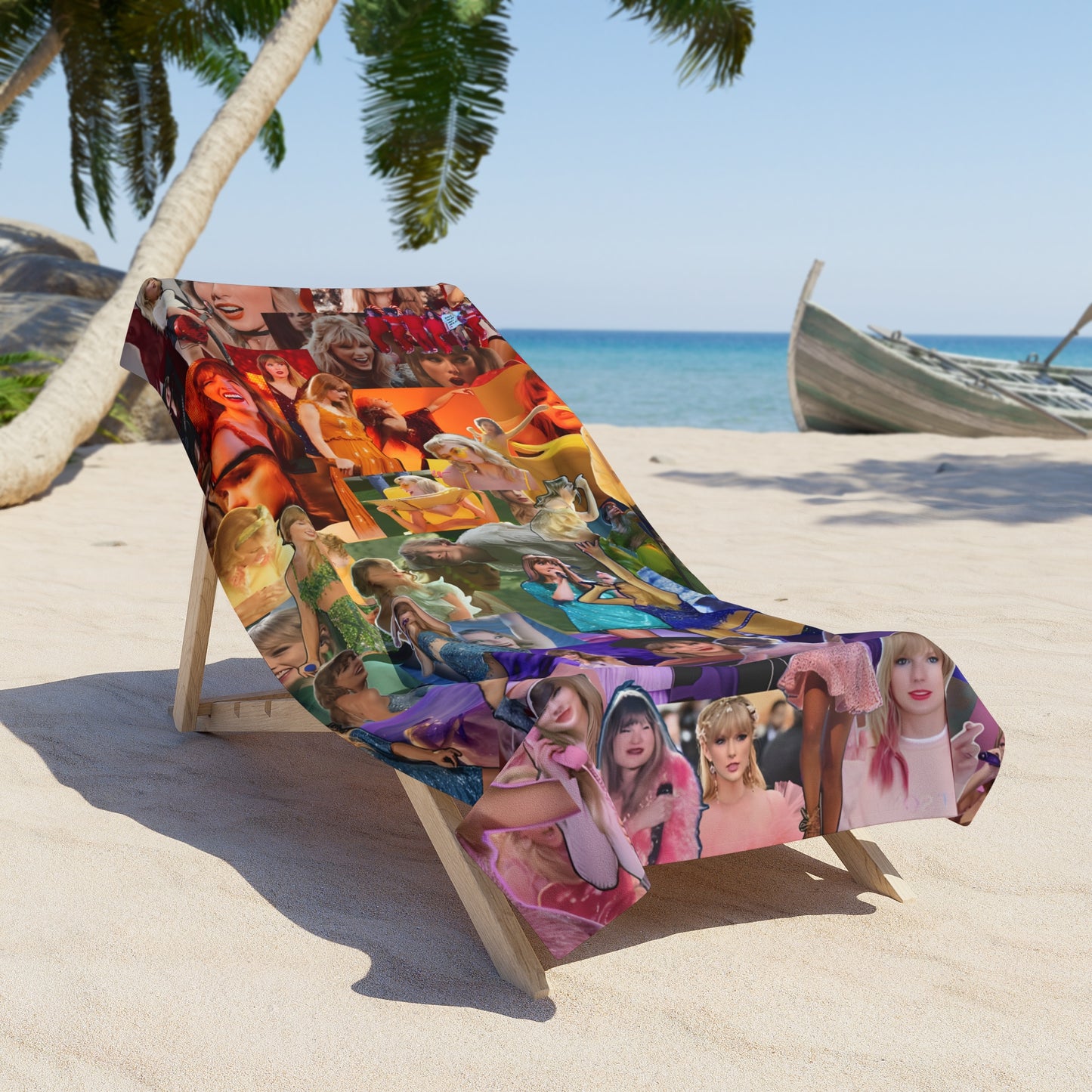 Taylor Swift Rainbow Photo Collage Beach Towel