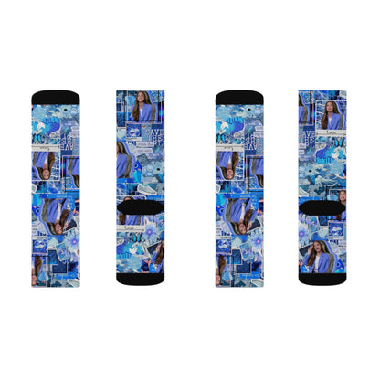 Olivia Rodrigo Blue Aesthetic Collage Tube Socks