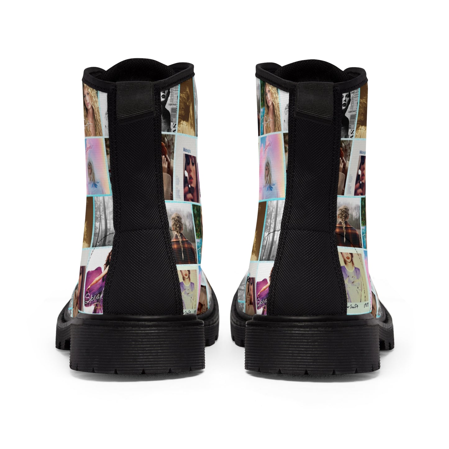 Taylor Swift Album Art Collage Pattern Women's Canvas Boots