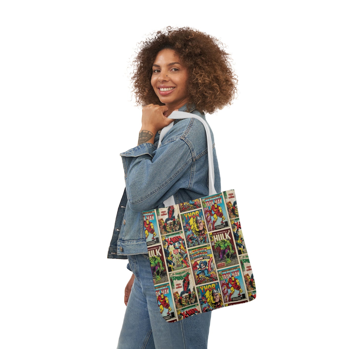 Marvel Comic Book Cover Collage Polyester Canvas Tote Bag