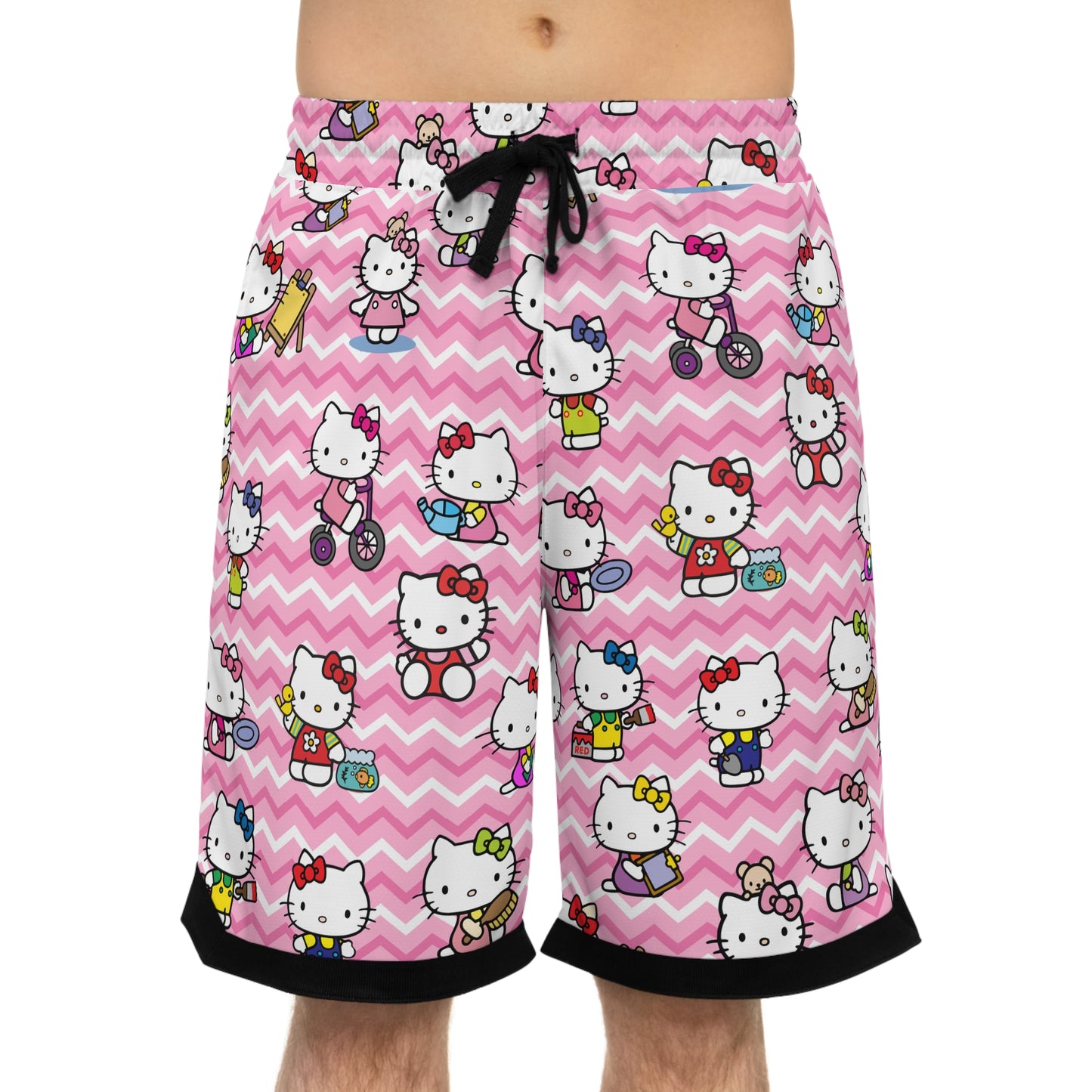 Hello Kitty Playtime Collage Basketball Rib Shorts