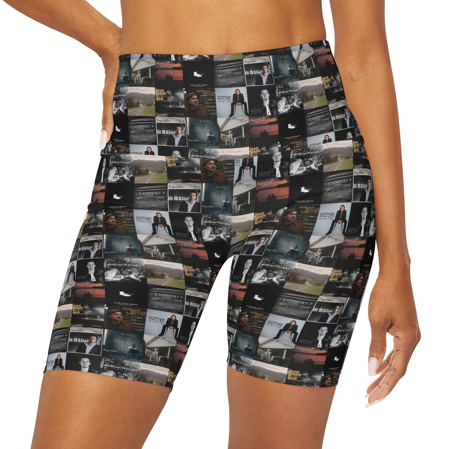 Morgan Wallen Album Cover Collage High Waisted Yoga Shorts