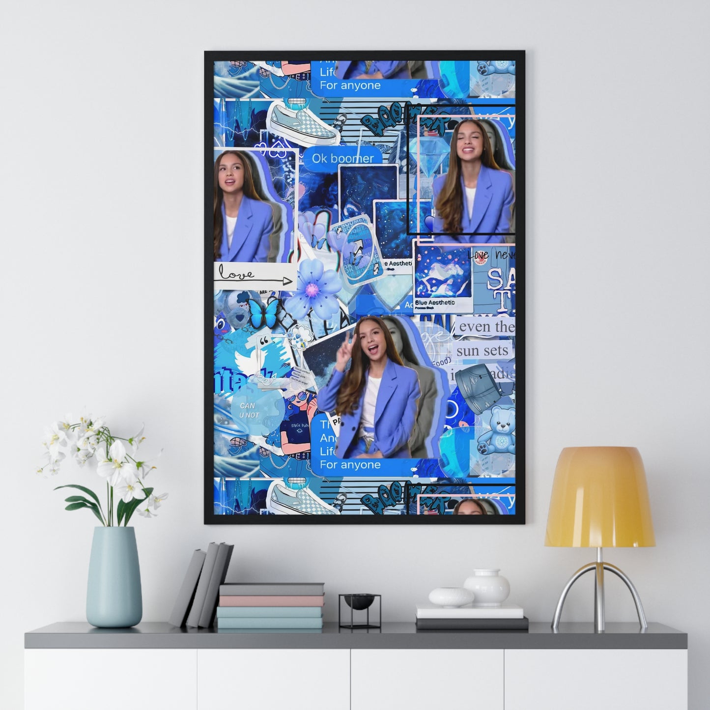 Olivia Rodrigo Blue Aesthetic Collage Framed Print