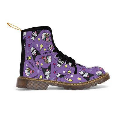 Kuromi Ice Cream Sundae Pattern Women's Canvas Boots