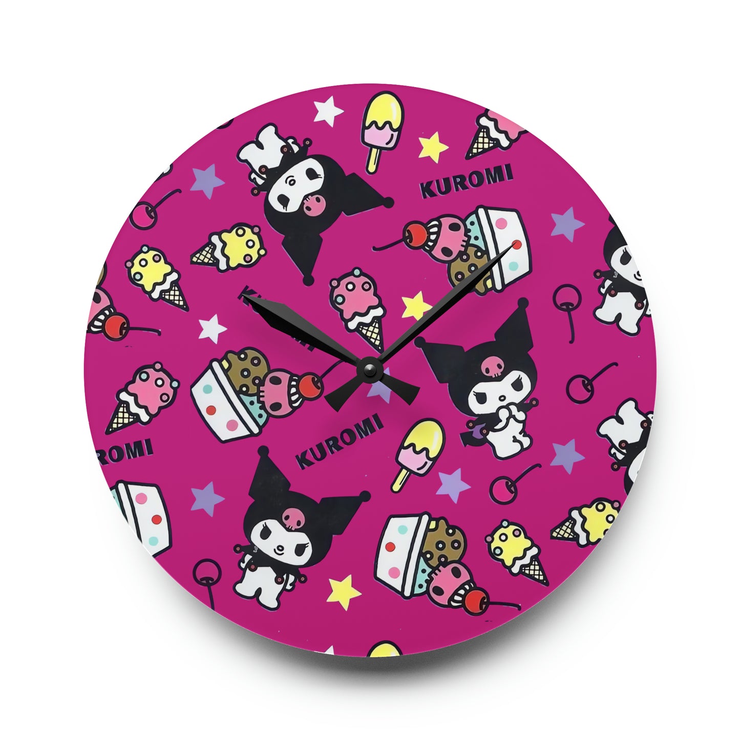 Kuromi Ice Cream Sundae Pattern Acrylic Wall Clock