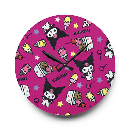 Kuromi Ice Cream Sundae Pattern Acrylic Wall Clock