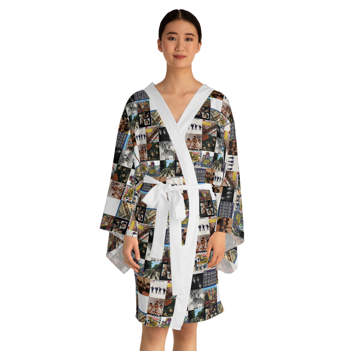 The Beatles Album Cover Collage Long Sleeve Kimono Robe