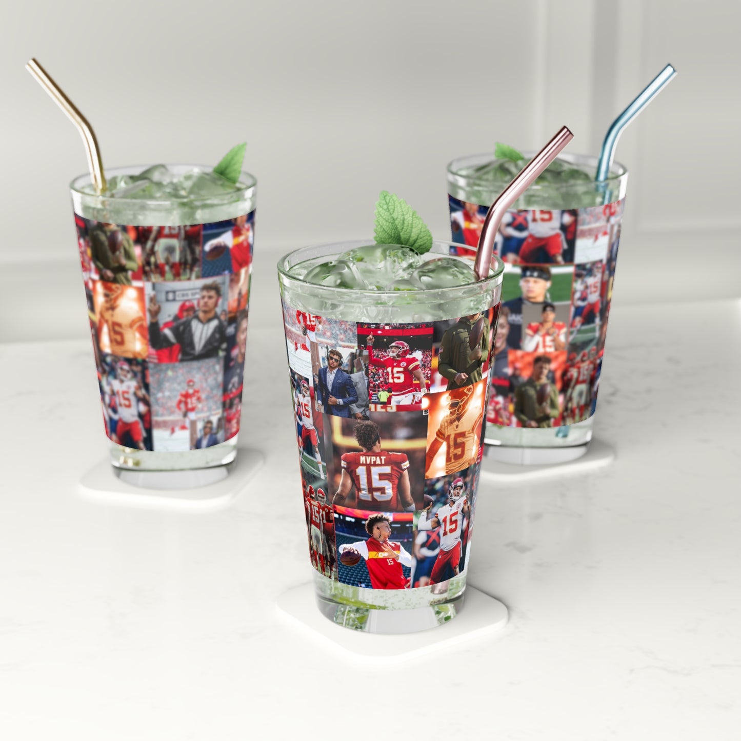 Patrick Mahomes Chiefs MVPAT Photo Collage Pint Glass