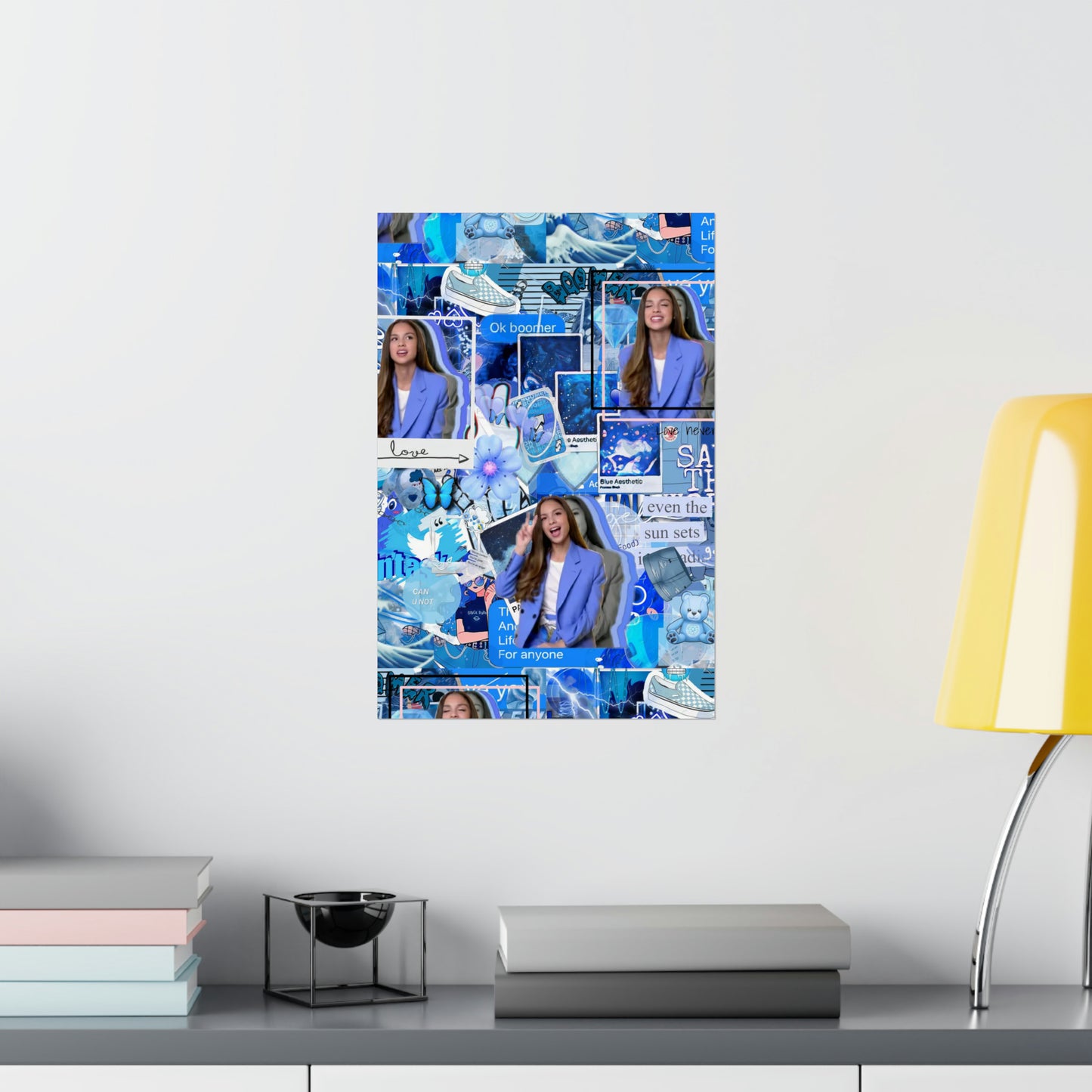 Olivia Rodrigo Blue Aesthetic Collage Matte Poster