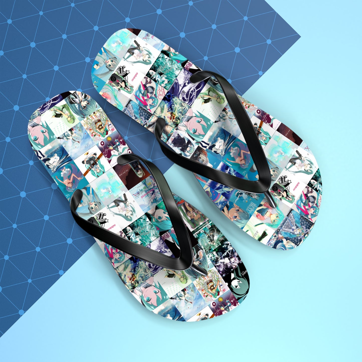 Hatsune Miku Album Cover Collage Flip Flops