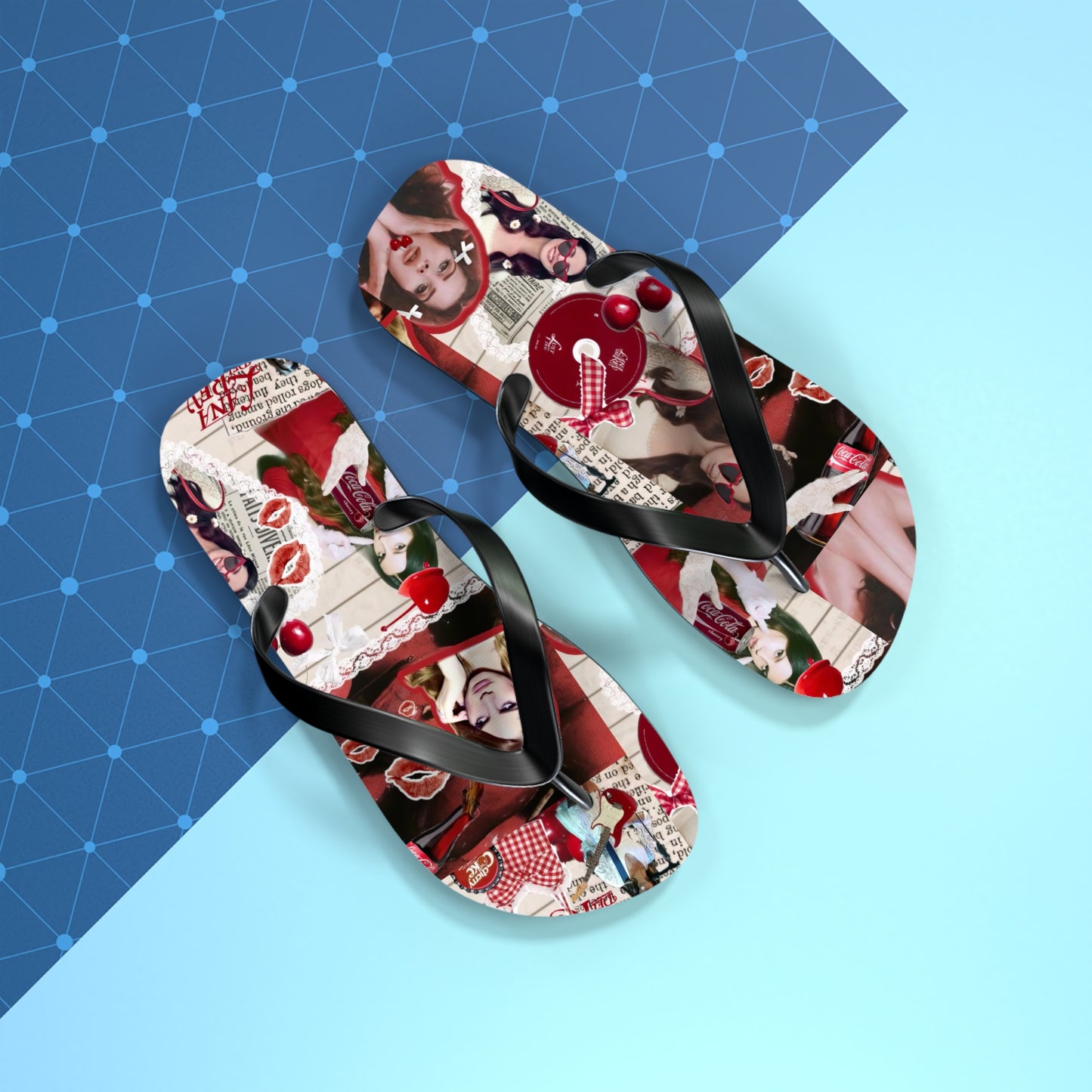 Lana Del Rey Cherry Coke Collage Flip Flops