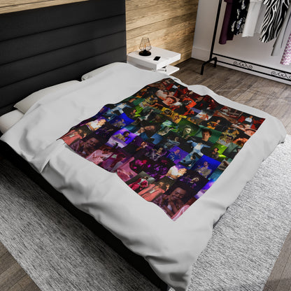 Harry Styles Rainbow Photo Collage Velveteen Plush Blanket