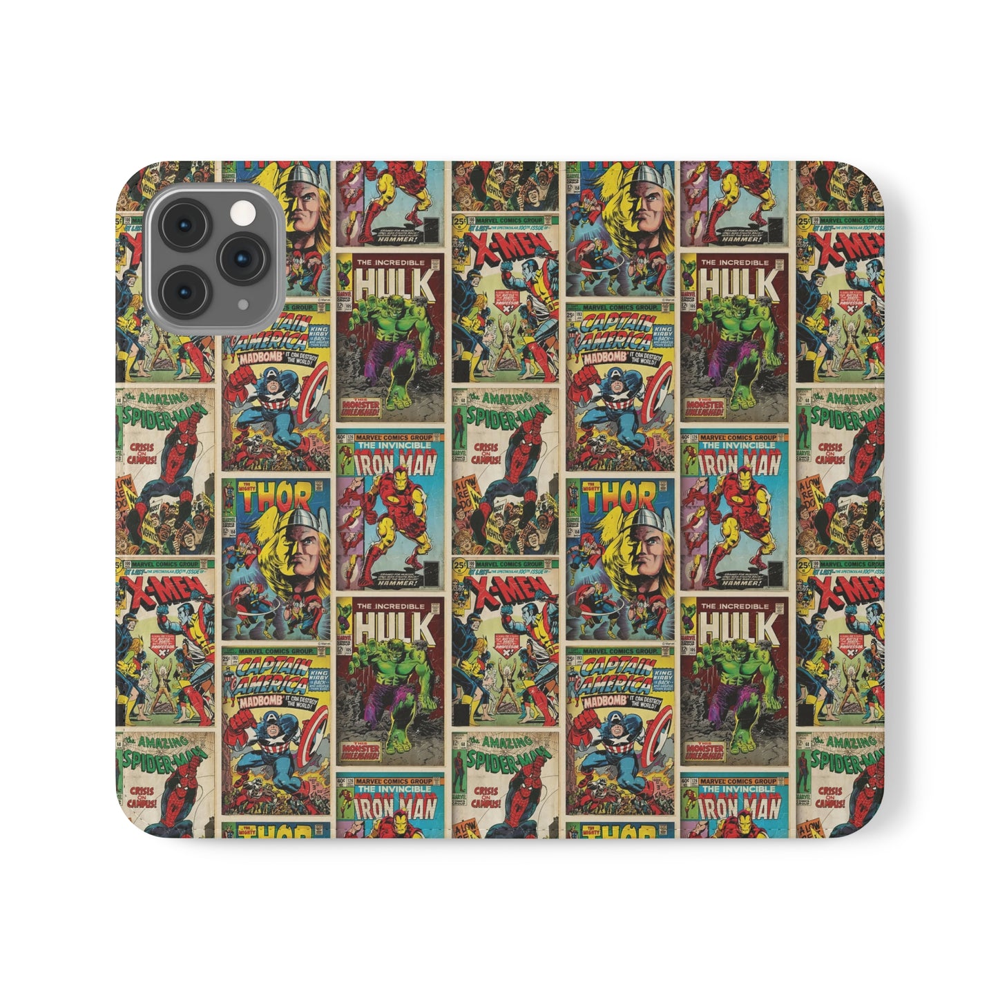 Marvel Comic Book Cover Collage Phone Flip Case