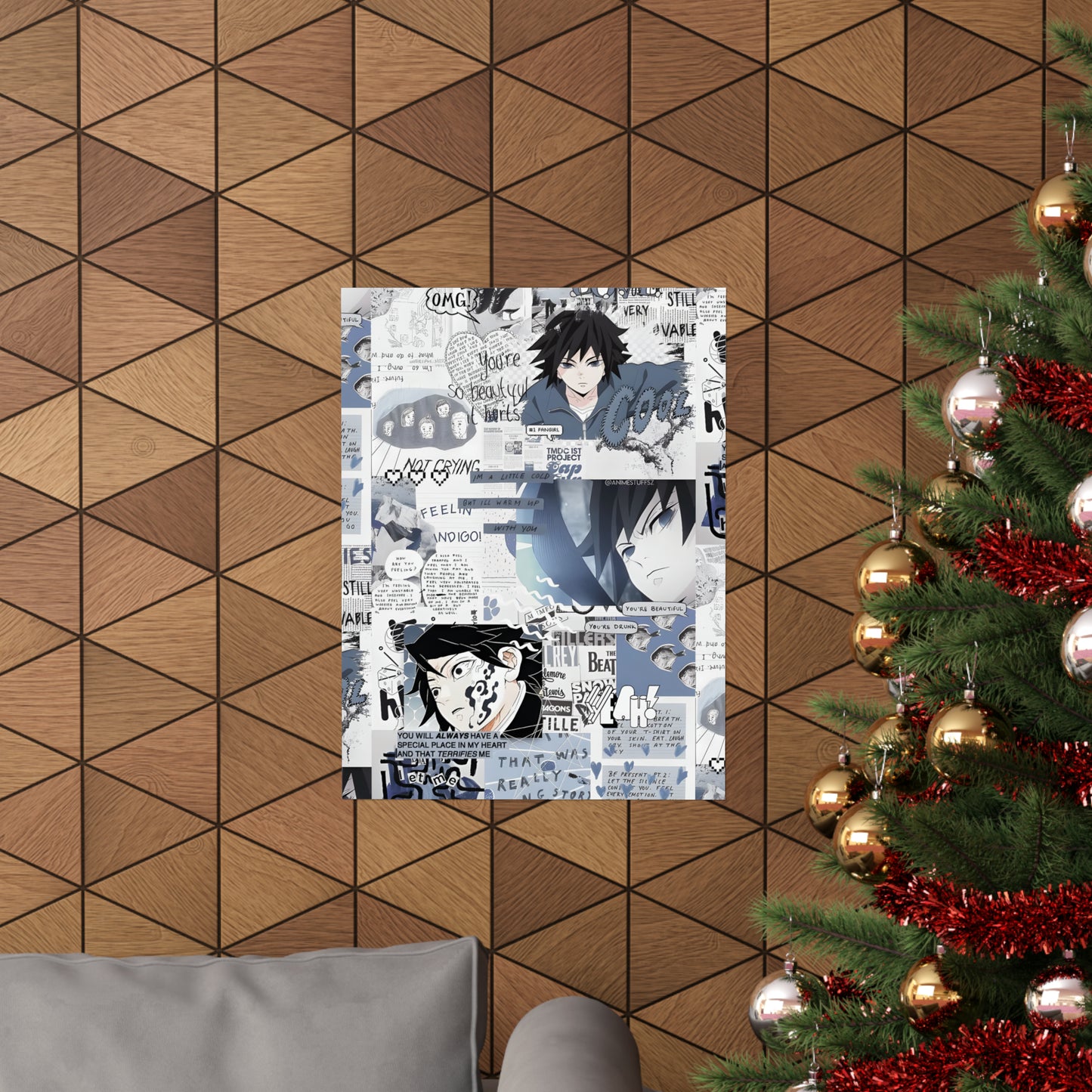 Demon Slayer Giyu Aesthetic Collage Matte Vertical Poster