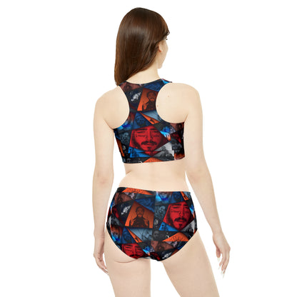 Post Malone Crystal Portaits Collage Sporty Bikini Set