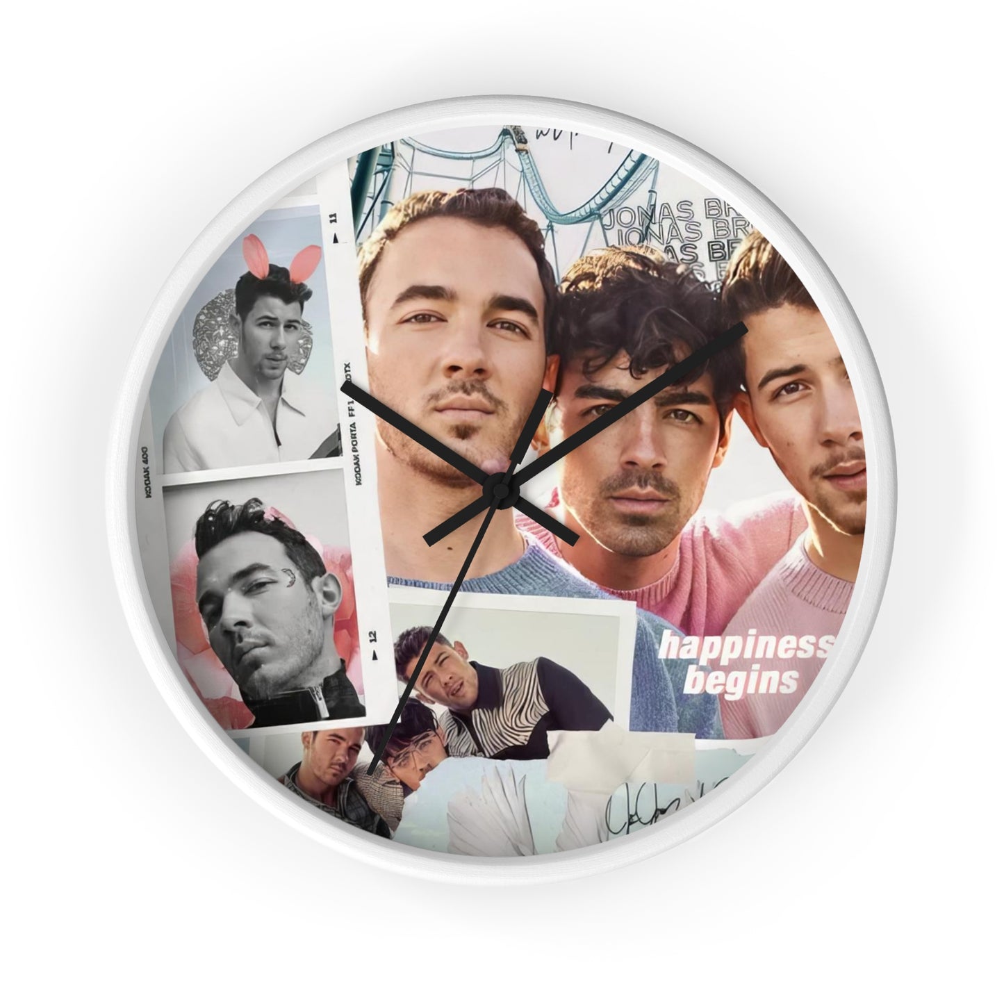 Jonas Brother Happiness Begins Collage Round Wall Clock