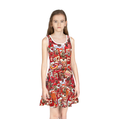 Travis Kelce Chiefs Red Collage Girls' Sleeveless Sundress