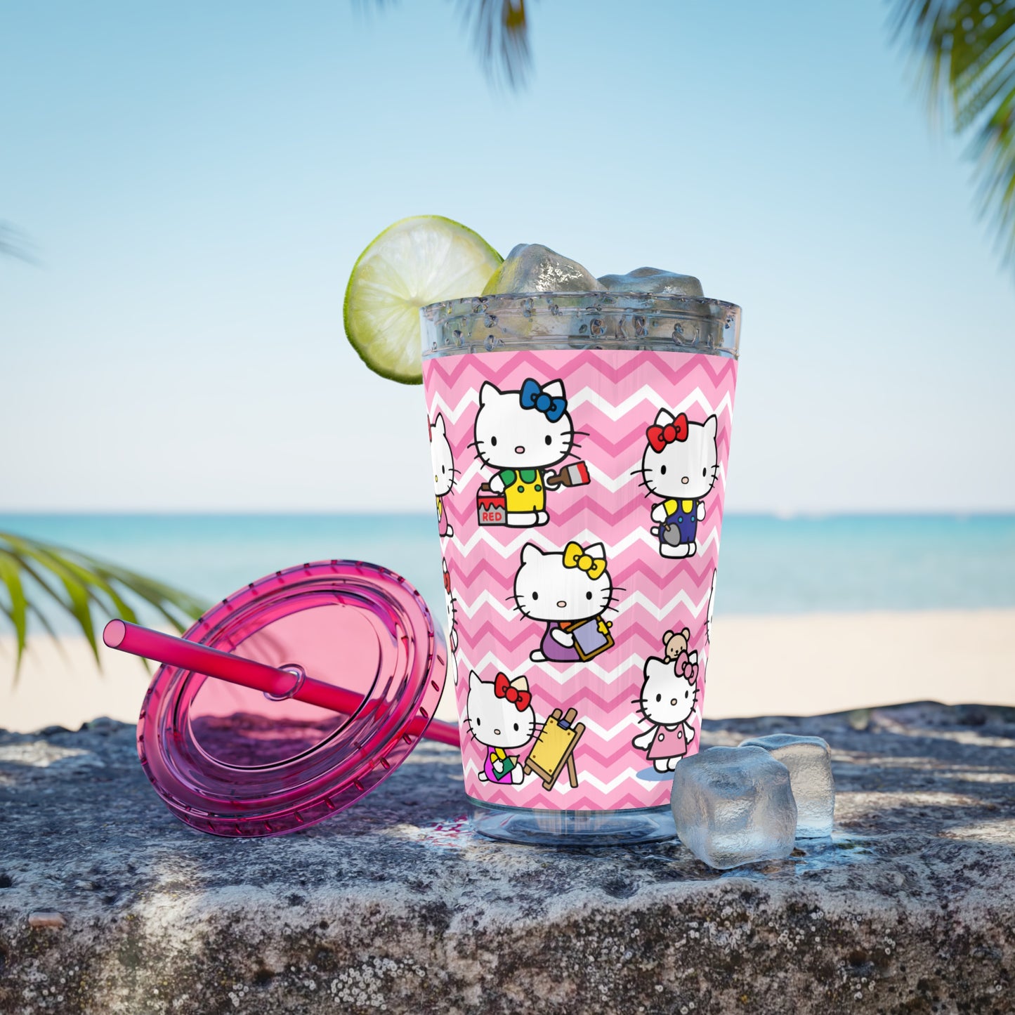 Hello Kitty Playtime Collage Sunsplash Tumbler with Straw