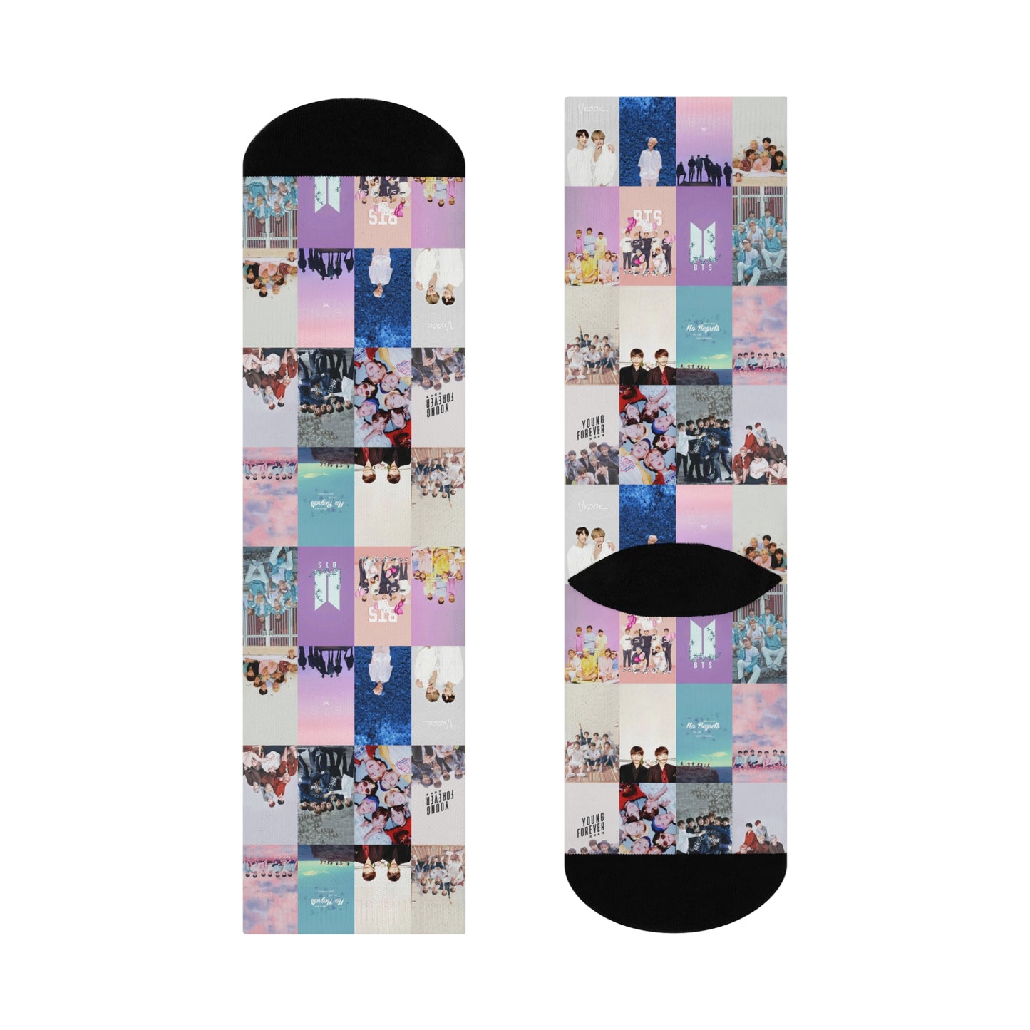 BTS Pastel Aesthetic Collage Cushioned Crew Socks