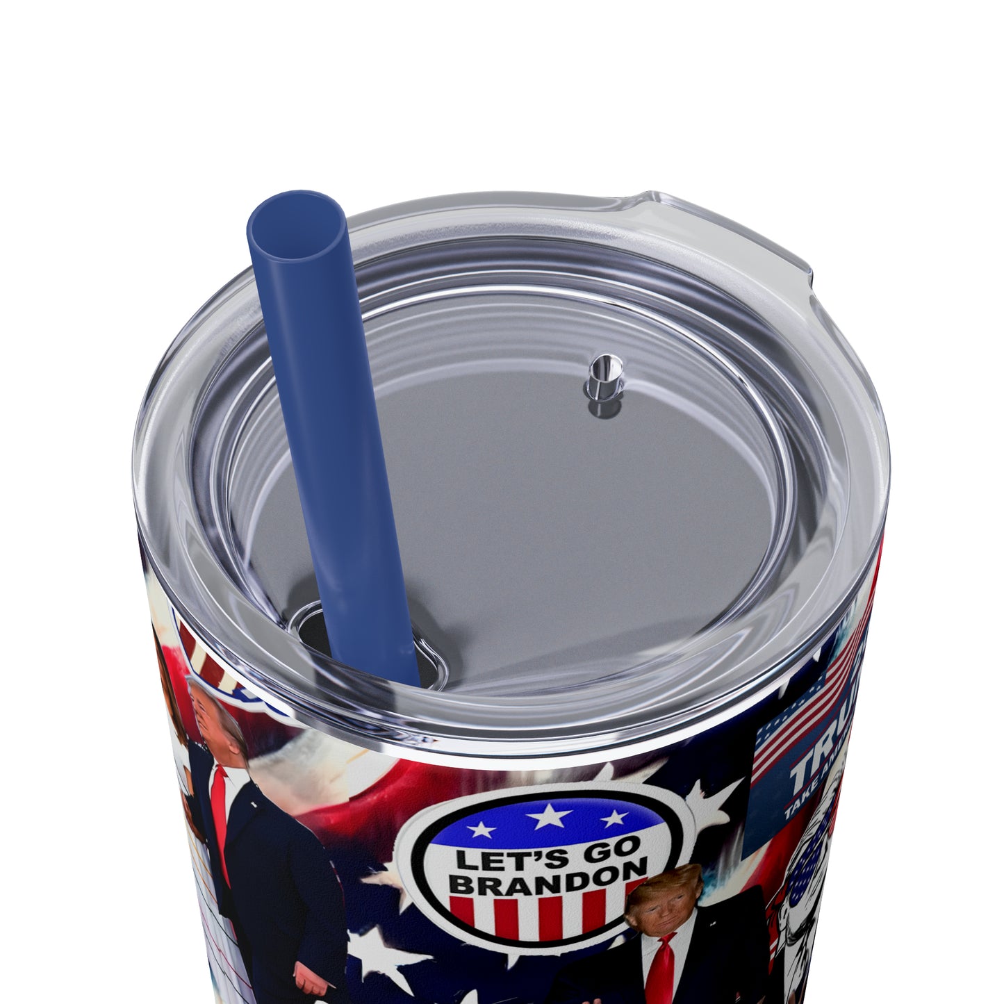 Donald Trump 2024 MAGA Montage Skinny Tumbler with Straw