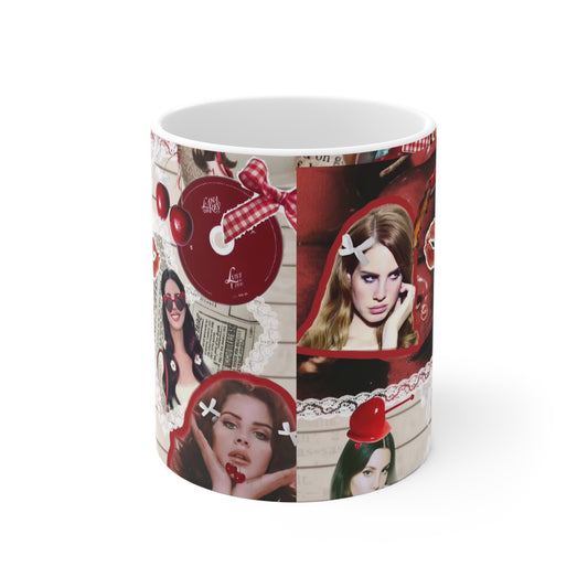 Lana Del Rey Cherry Coke Collage White Ceramic Mug
