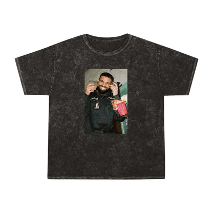 Drake Happy And Drinking Unisex Mineral Wash Vintage Tee Shirt