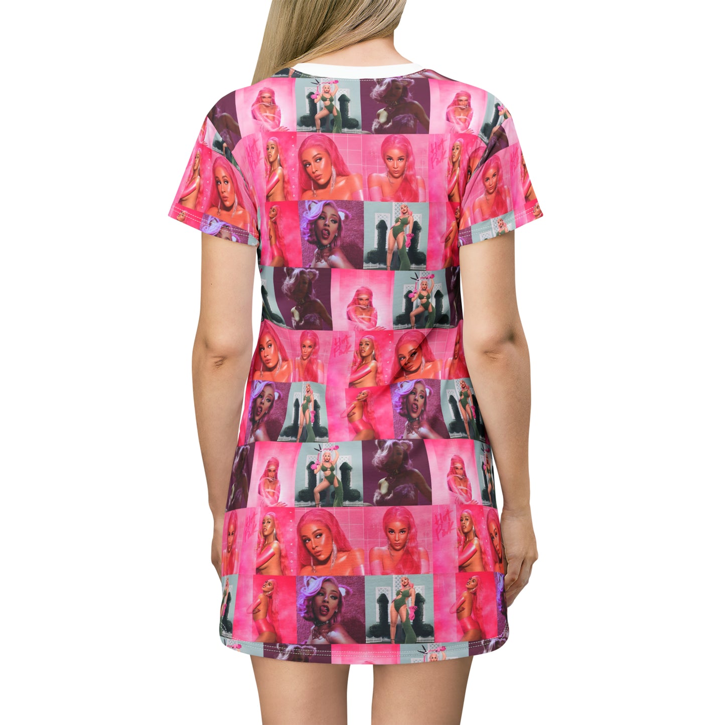 Doja Cat Hot Pink Mosaic T-Shirt Dress