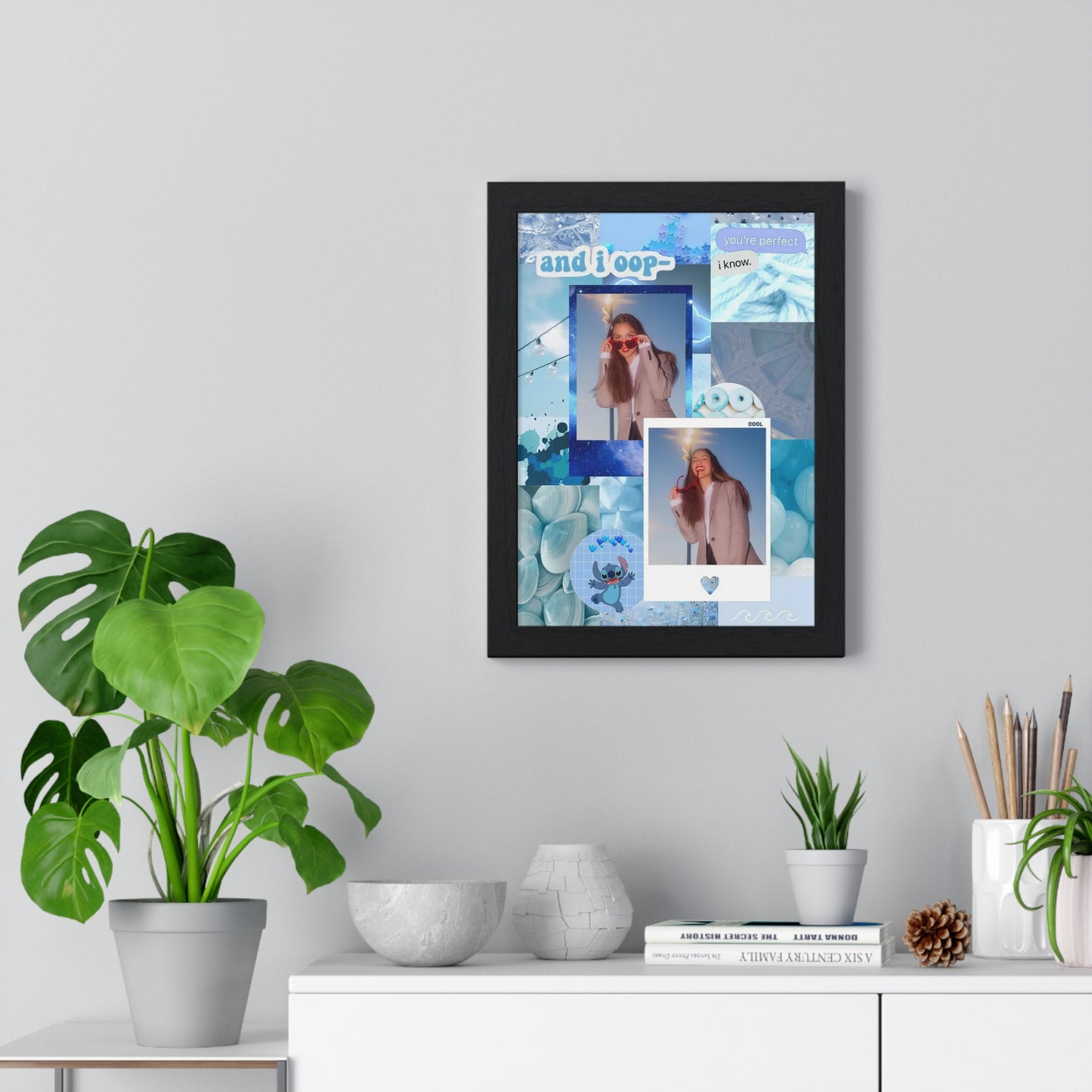 Olivia Rodrigo Light Blue Aesthetic Collage Framed Print