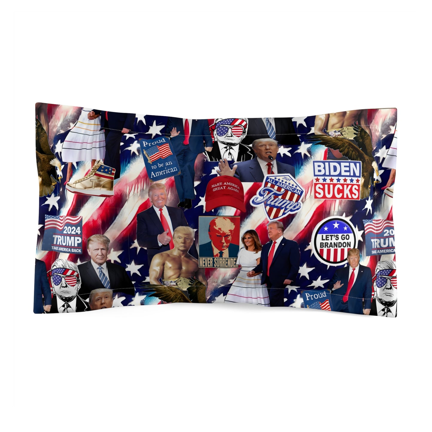 Donald Trump 2024 MAGA Montage Microfiber Pillow Sham