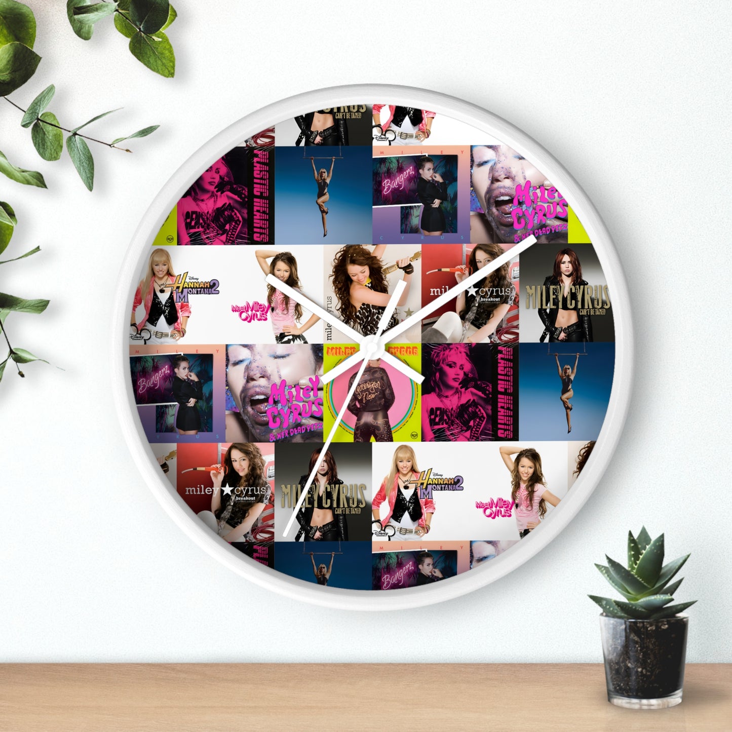 Miley Cyrus Album Cover Collage Round Wall Clock